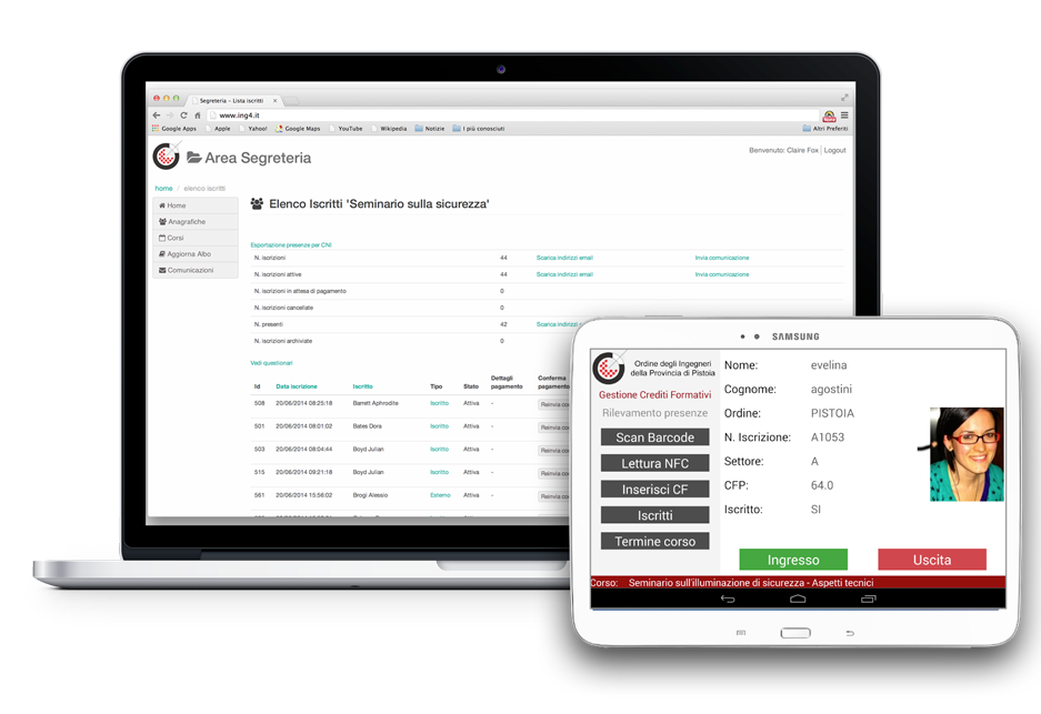 Interfaccia gestionale OrdineQuadro Cloud