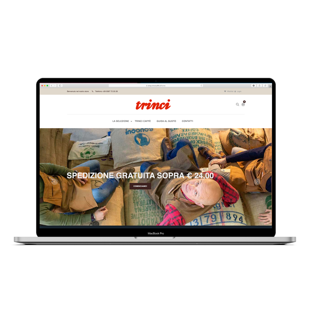 Per Trinci abbiamo realizzato uno shop online per la vendita completamente personalizzato.